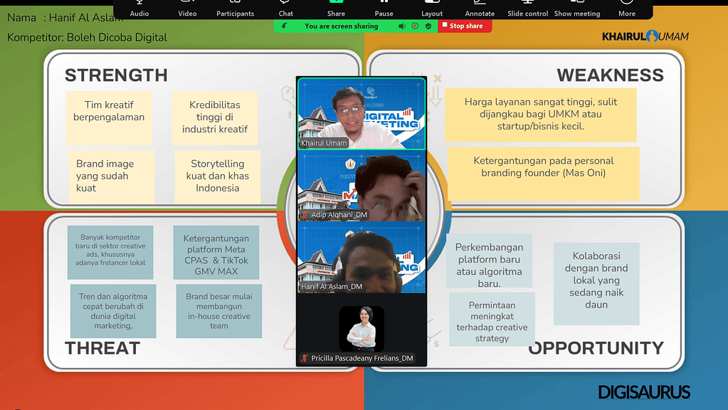Khairul Menjadi Pemateri Pada Kegiatan Training DIgital Marketing bersama Mahasiswa Untan