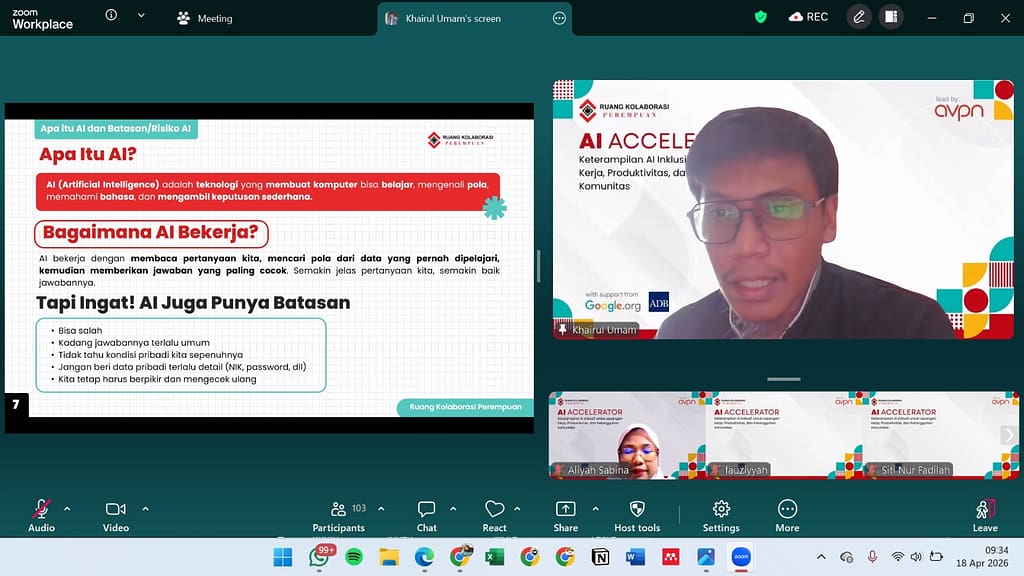 Foto Kegiatan Pelatihan AI Accelerator Digelar Secara Online, Khairul Umam Dorong Pencari Kerja Manfaatkan AI