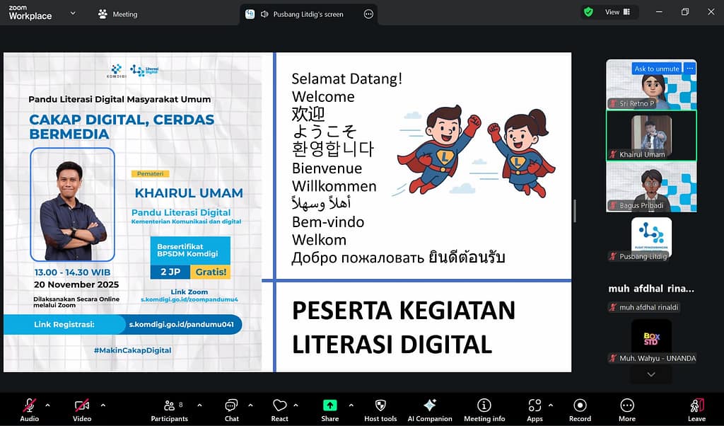 Foto Pelatihan Literasi Digital Komdigi RI: “Cakap Digital, Cerdas Bermedia”