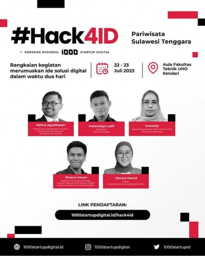Poster Hack4id Gerakan Nasional 1000 Startup Digital dengan Pemater Khairul Umam