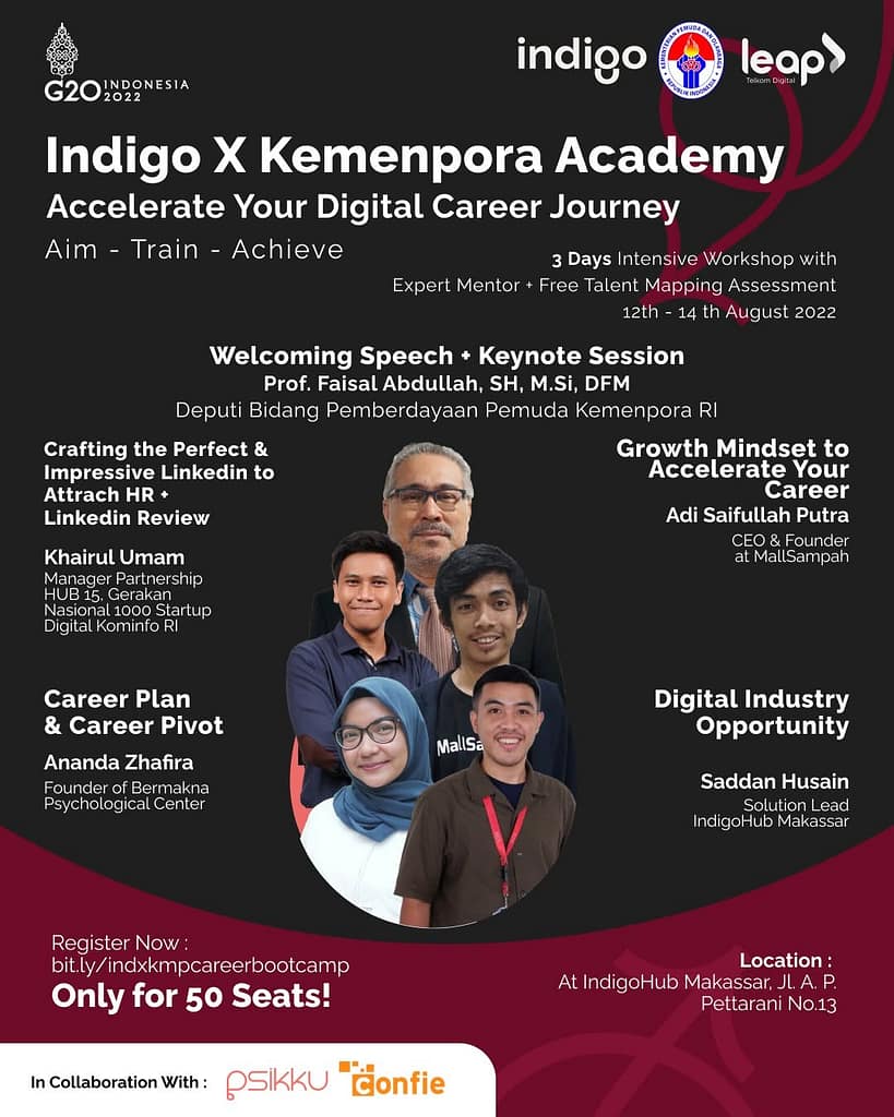 Indigo x Kemenpora Academy Accelerate Your Digital Career Journey 2022 Poster