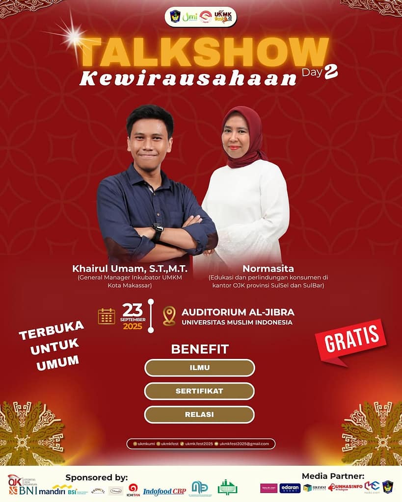 Talkshow Kewirausahaan UKMK UMI 2025 - Khairul Umam Poster