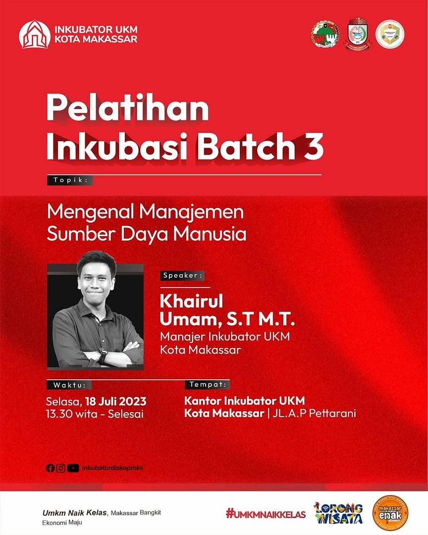 Poster Pelatihan Inkubasi UMKM Batch 3 Inkubator UMKM Kota Makassar