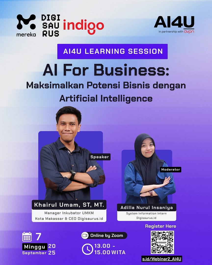 Poster Event AI4U – AI For Business: Maksimalkan Potensi Bisnis dengan Artificial Intelligence
