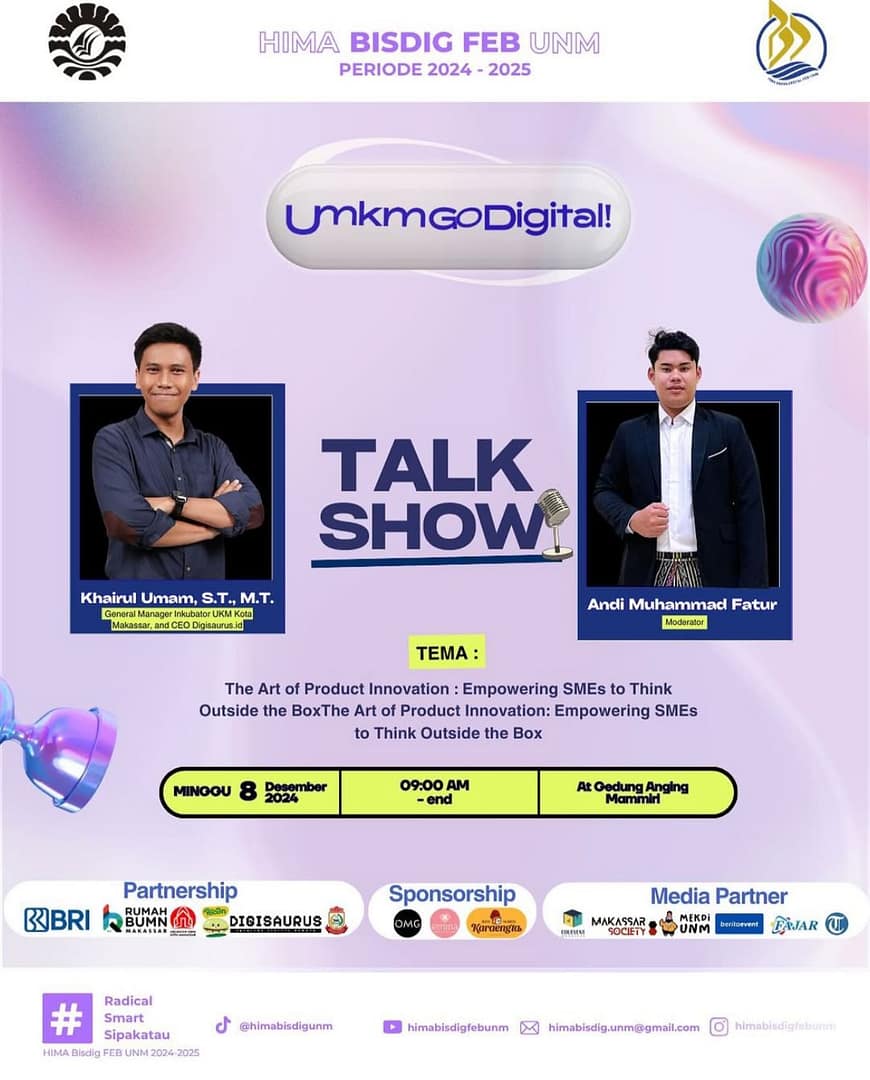Poster Kegiatan UMKM Go DIgital Talkshow by Hima Bisdig UNM